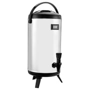 KFFKFF Stainless Steel Thermal Beverage Dispenser, 2.4 Gal/9.2L Insulated Drink Server with Temperature Display & Spigot, Hot Cold Coffee Tea Water Urn for Cafe Restaurant, Silver