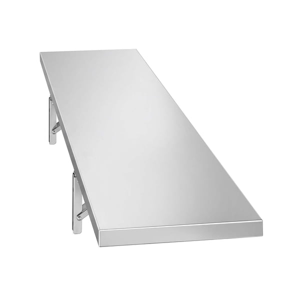 KFFKFF Stainless Steel Wall Shelf 12" x 48" Foldable Design, Durable Floating Shelf with Brackets, 300 lbs Load Capacity, Easy Maintenance, Ideal for Kitchens, Restaurants, and Garages