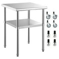 thumbnail image 1 of KFFKFF Stainless Steel Work Table, 24 x 24 x 36 inches, 600 lbs Load Capacity, Durable Metal Worktable with Adjustable Bottom Shelf and Universal Wheels, Kitchen Workstation, 1 of 8