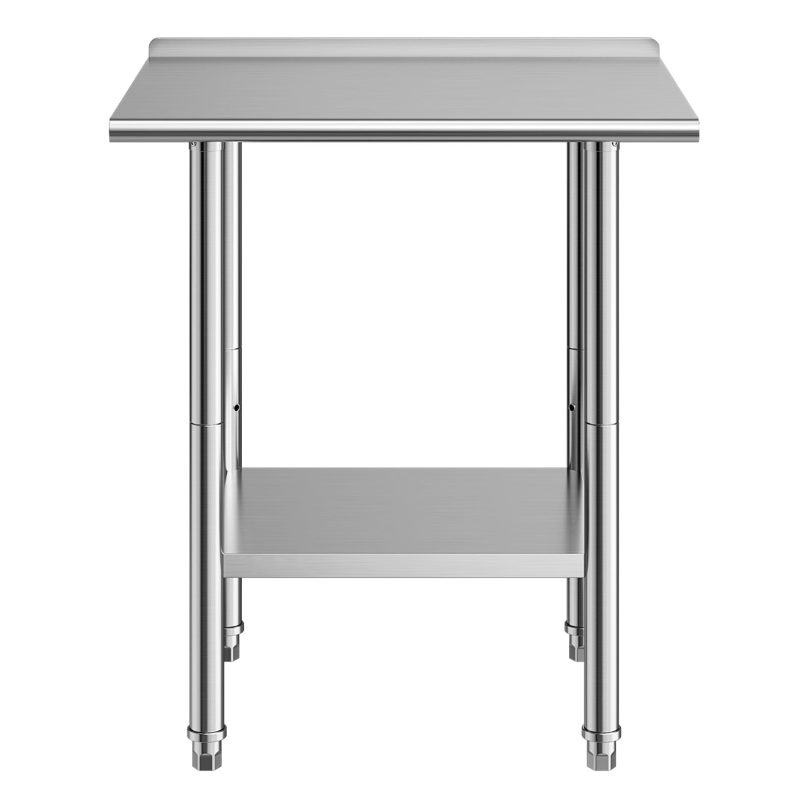 KFFKFF Stainless Steel Work Table, 24x30 Inch Food Prep Station with Backsplash, Adjustable Undershelf, Durable Metal Utility Table for Kitchen, Home, Restaurant, or Outdoor Use