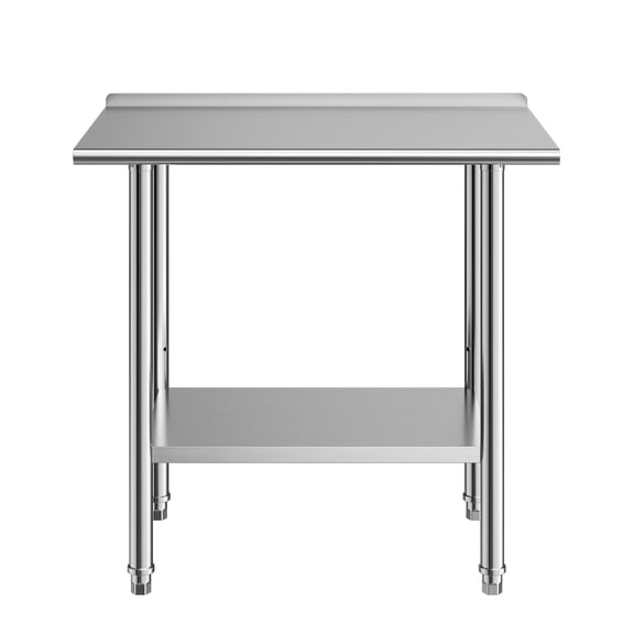 KFFKFF Stainless Steel Work Table, 24x36 Inch Food Prep Station with Backsplash, Commercial Kitchen Table with Adjustable Undershelf, Durable Metal Utility Workbench for Home, Restaurant, or Outdoor
