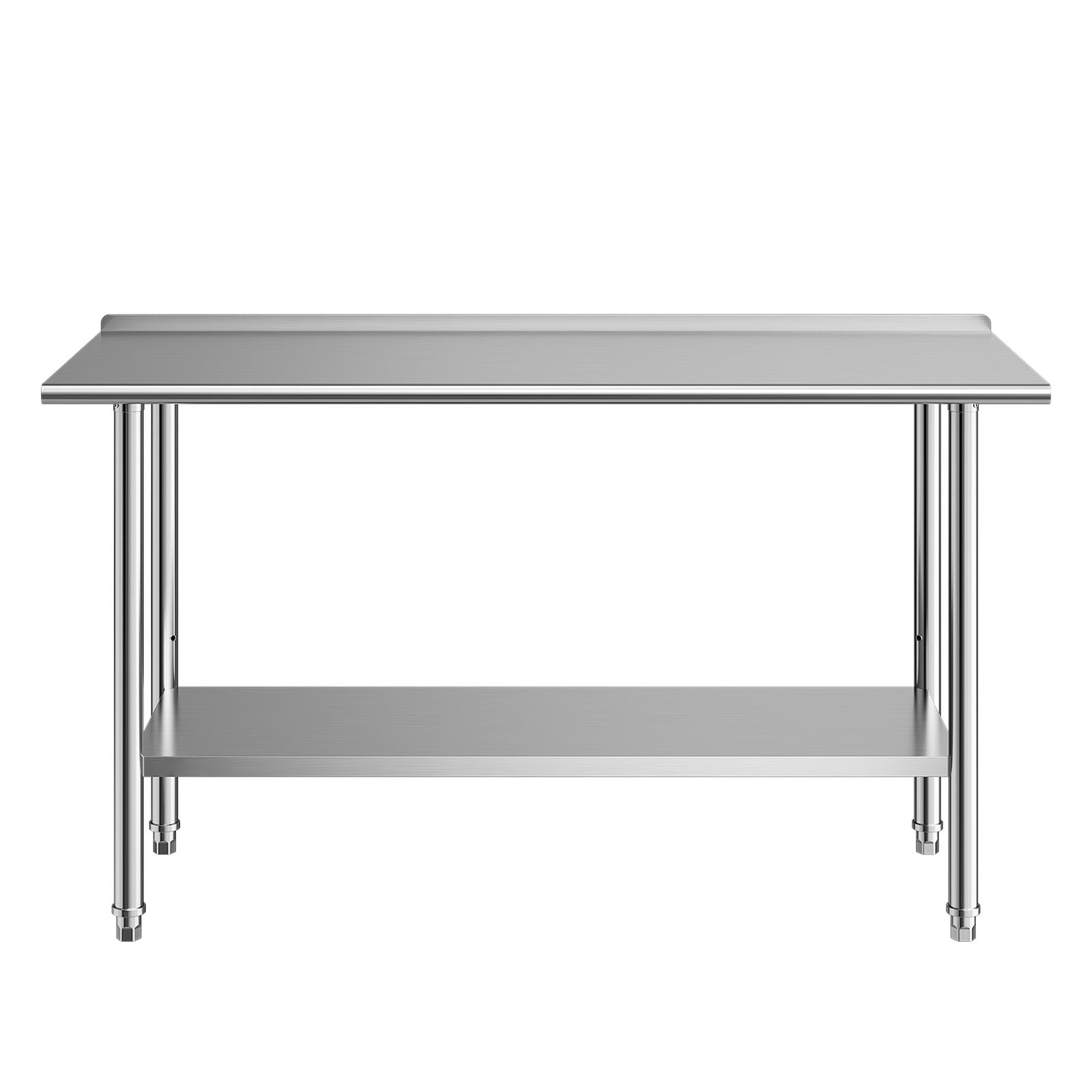 KFFKFF Stainless Steel Work Table, 24x60 Inch Food Prep Station with Backsplash, Commercial Kitchen Table with Adjustable Undershelf, Durable Metal Utility Workstation for Restaurant, or Outdoor Use