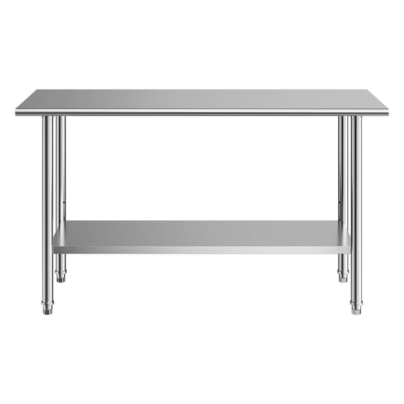 KFFKFF Stainless Steel Work Table, 24x60 Inch Food Prep Station, Commercial Kitchen Utility Table with Adjustable Undershelf, Durable Metal Workstation for Home, Restaurant, Garage, or Outdoor Use
