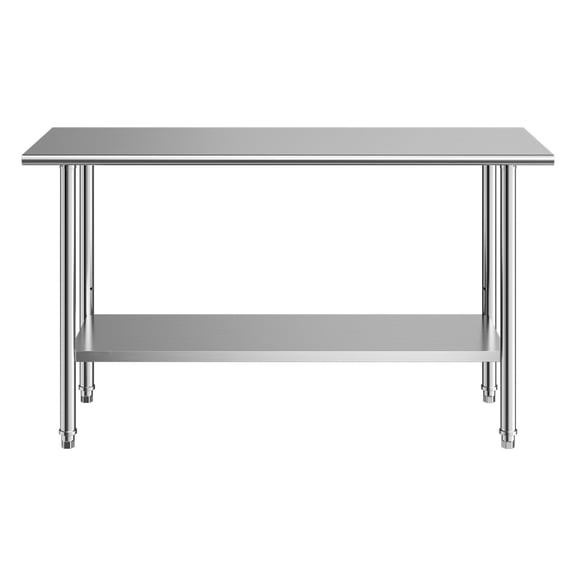 KFFKFF Stainless Steel Work Table, 24x60 Inch Food Prep Station, Commercial Kitchen Utility Table with Adjustable Undershelf, Durable Metal Workstation for Home, Restaurant, Garage, or Outdoor Use