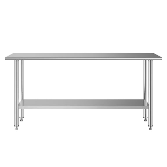 KFFKFF Stainless Steel Work Table, 24x72 Inch Food Prep Station, Commercial Kitchen Table with Adjustable Undershelf, Durable Metal Utility Workbench for Home, Restaurant, Garage, and Outdoor Use