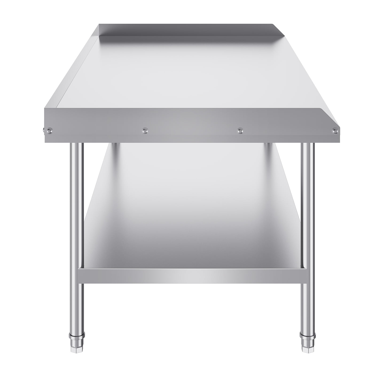 KFFKFF Stainless Steel Work Table, 30 x 60 x 26 Inch Commercial Food Prep Table with 3-Sided Backsplash, Durable Metal Workstation for Kitchen, Restaurant, or Home Use