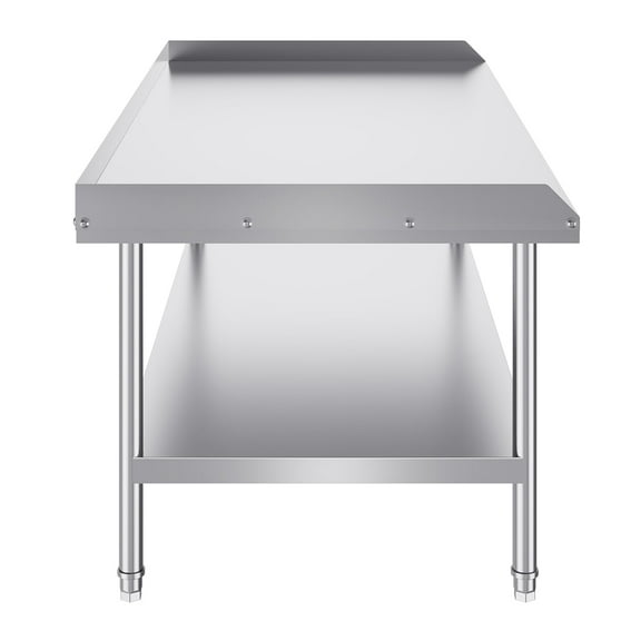 KFFKFF Stainless Steel Work Table, 30 x 60 x 26 Inch Commercial Food Prep Table with 3-Sided Backsplash, Durable Metal Workstation for Kitchen, Restaurant, or Home Use