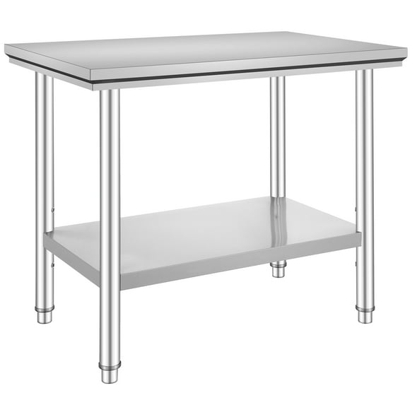 KFFKFF Stainless Steel Workbench 24x36x32 Inch Commercial Food Prep Workbench Heavy Duty Prep Workbench Metal Workbench with Adjustable Feet Suitable for Restaurants, Homes and Hotels
