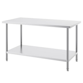KFFKFF Stainless Steel Worktables,30 x 60 x 34 Inch, Up To 910 lbs, Robust Stainless Steel Food Prep & Work Table with Adjustable Height for Kitchen, Garage, Restaurant