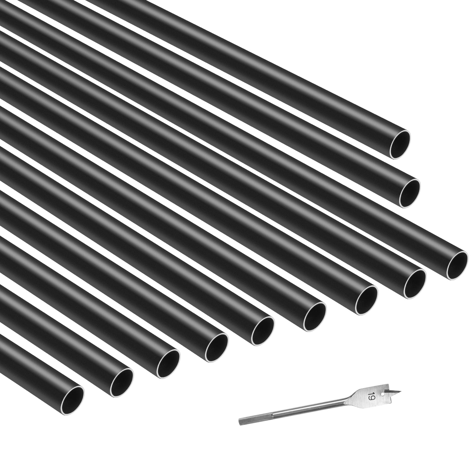 KFFKFF Stair Railing Spindles 101 Set, 32 Inch Aluminum Staircase Spindles, 3/4 Inch Weather-Resistant Circular Metal Rail, Sturdy Hollow Terrace Railing with #19 Drill Bit for Stairways, Veranda