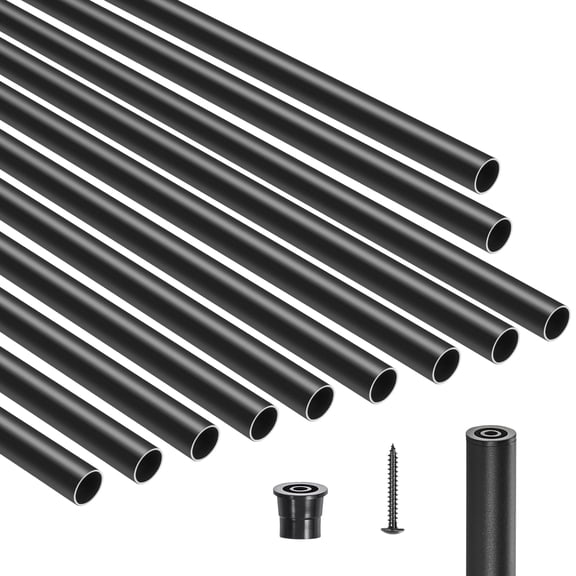KFFKFF Stair Railings 101 Set, 36-Inch Aluminum Staircase Spindles, 3/4 Inch Weather-Resistant Circular Metal Railing, Hollow Terrace Fence with Top Covers & Bolts for Stairways, Veranda