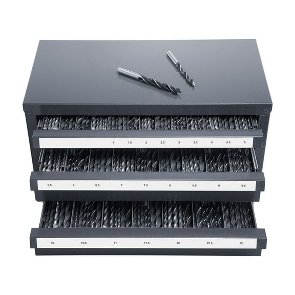 KFFKFF Steel Drill Bit Organizer Cabinet, Three-Drawer Storage for 1mm to 13mm Bits, Stackable Cabinet with Labels for Drill Bit Organization and Storage