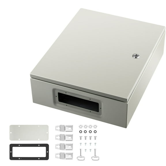 KFFKFF Steel Electrical Box 20 x 16 x 6 Electrical Enclosure Box, Carbon Steel Hinged Junction Box, IP65 Weatherproof Metal Box Wall-Mounted Electronic Equipment Enclosure Box with Mounting Plate
