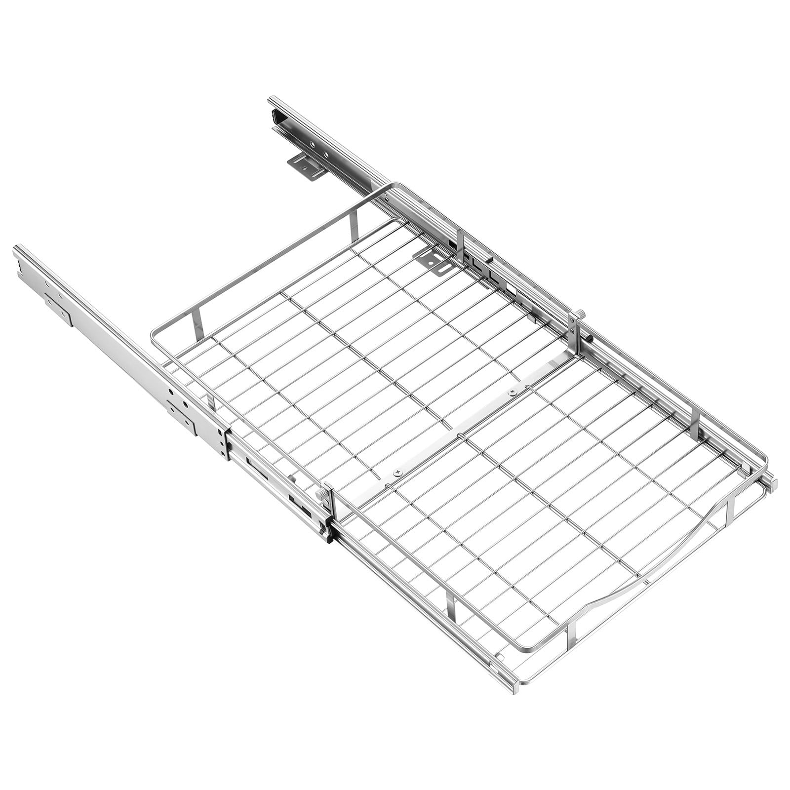 KFFKFF Steel Pull-Out Cabinet Organizer 14.06"W x 20.94"D, Slide-Out Drawers for Kitchen, Bathroom, Pantry, and Home Storage, Chrome-Plated Finish, Durable Sliding Shelves for Base Cabinets