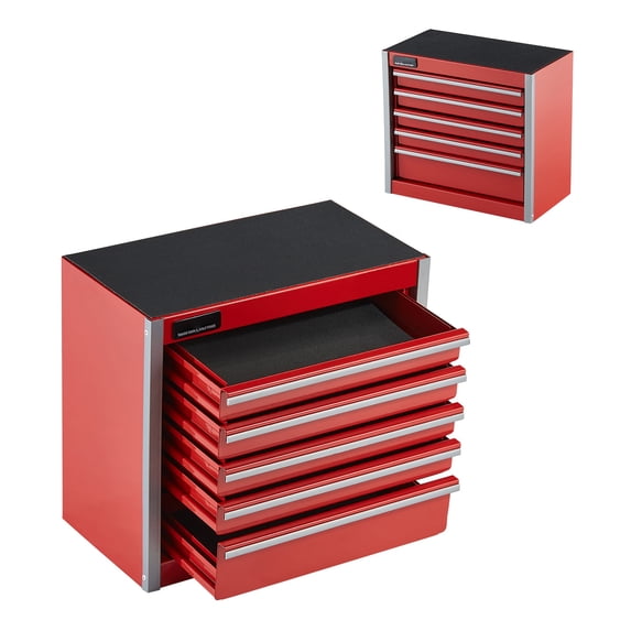 KFFKFF Steel Toolbox, 8.6-inch, Compact Steel Toolbox with 5 Compartments, Petite Equipment Holder with EVA Cushions and PP Stabilizers, Robust Steel with Smooth Ball Bearing Access