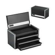 KFFKFF Steel Toolbox, 8.6-inch, Compact Steel Toolbox with Trio Drawers, Petite Equipment Caddy with EVA Cushions and PP Stabilizers, Robust Steel with Ball Bearing Access and Powdered Finish, Ebony