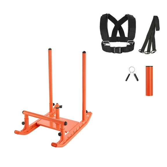 KFFKFF Steel Weight Sled for Strength Training, Fitness Equipment for Speed and Athletic Performance, Includes Handle and Compatible with 1/2 in Weight Plates, Orange