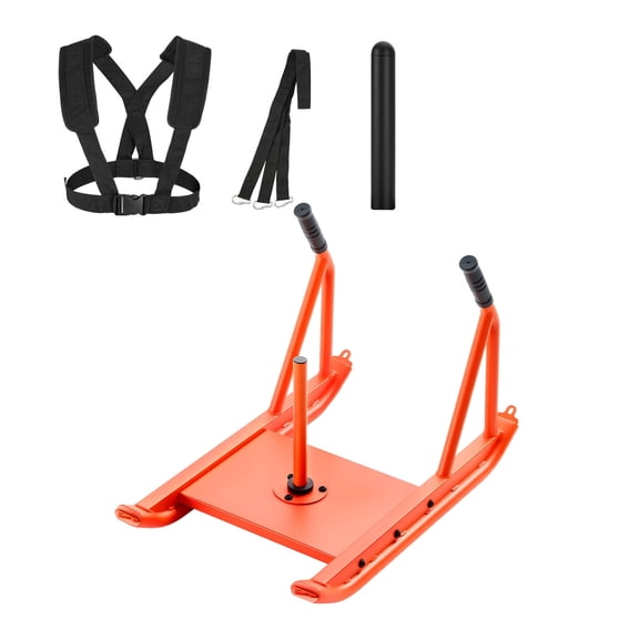 KFFKFF Steel Weight Sled for Strength Training, Fitness Equipment for Speed and Endurance Workouts, Includes Handle, Compatible with 1/2 in Weight Plates, Orange
