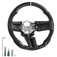 thumbnail image 1 of KFFKFF Steering Wheel for 2010-2014 Ford Mustang, Carbon Fiber Design with Flat-Bottom Shape, Leather Grip Featuring Textured Non-Slip Surface and Detailed Stitching, 1 of 9