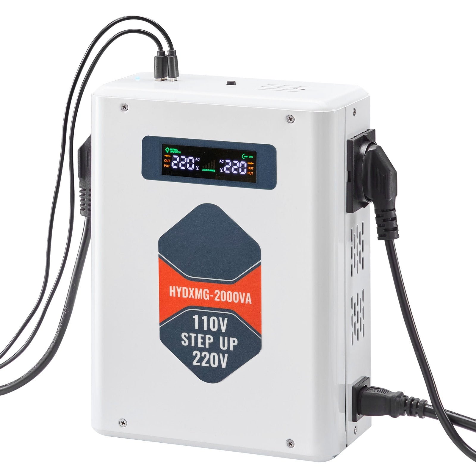KFFKFF Step-Up Voltage Converter, 2000VA, Durable Voltage Transformer for 110V to 220V Conversion, Equipped with Dual EU Outlets, USB Port, LCD Screen, and Temperature Control for 220V Devices