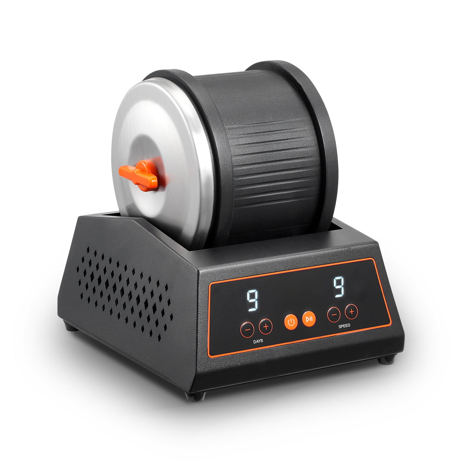 KFFKFF Rock Tumbler Machine, Machine with 4 lbs Capacity, 9 Different Speed Options and 9-Day Timer, Direct Drive Motor, Cold-rolled Steel Construct, Suitable for Children and Adults