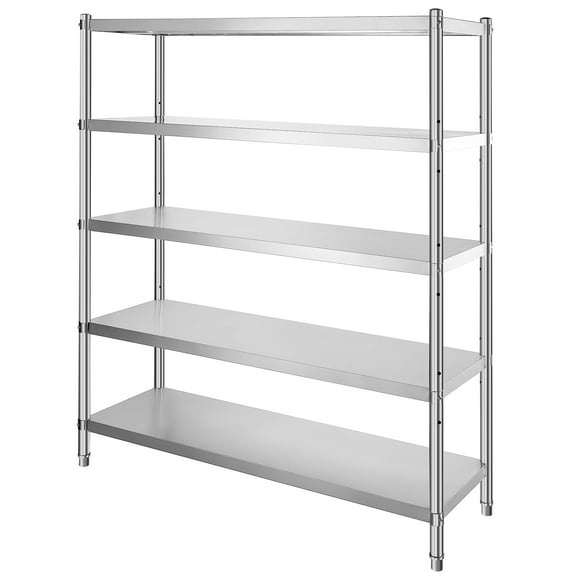 KFFKFF Storage Rack, 5-Level Shelving Unit, Durable Stainless Steel Organizer for Garage, Dimensions: 70.9x17.7x70.9 inches, Total Load Capacity: 1650 Lbs, Height Adjustable Shelves