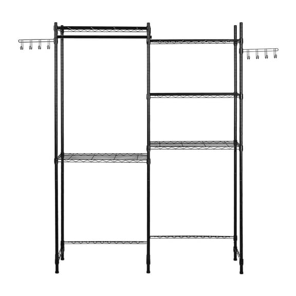 KFFKFF Storage Racks Above Washer and Dryer, 5-Level Laundry Room Air-Drying Stand with Hanging Rod and Hooks, Dual Row Adjustable Space Optimizer, Suitable for Laundry Room Storage & Arrangement