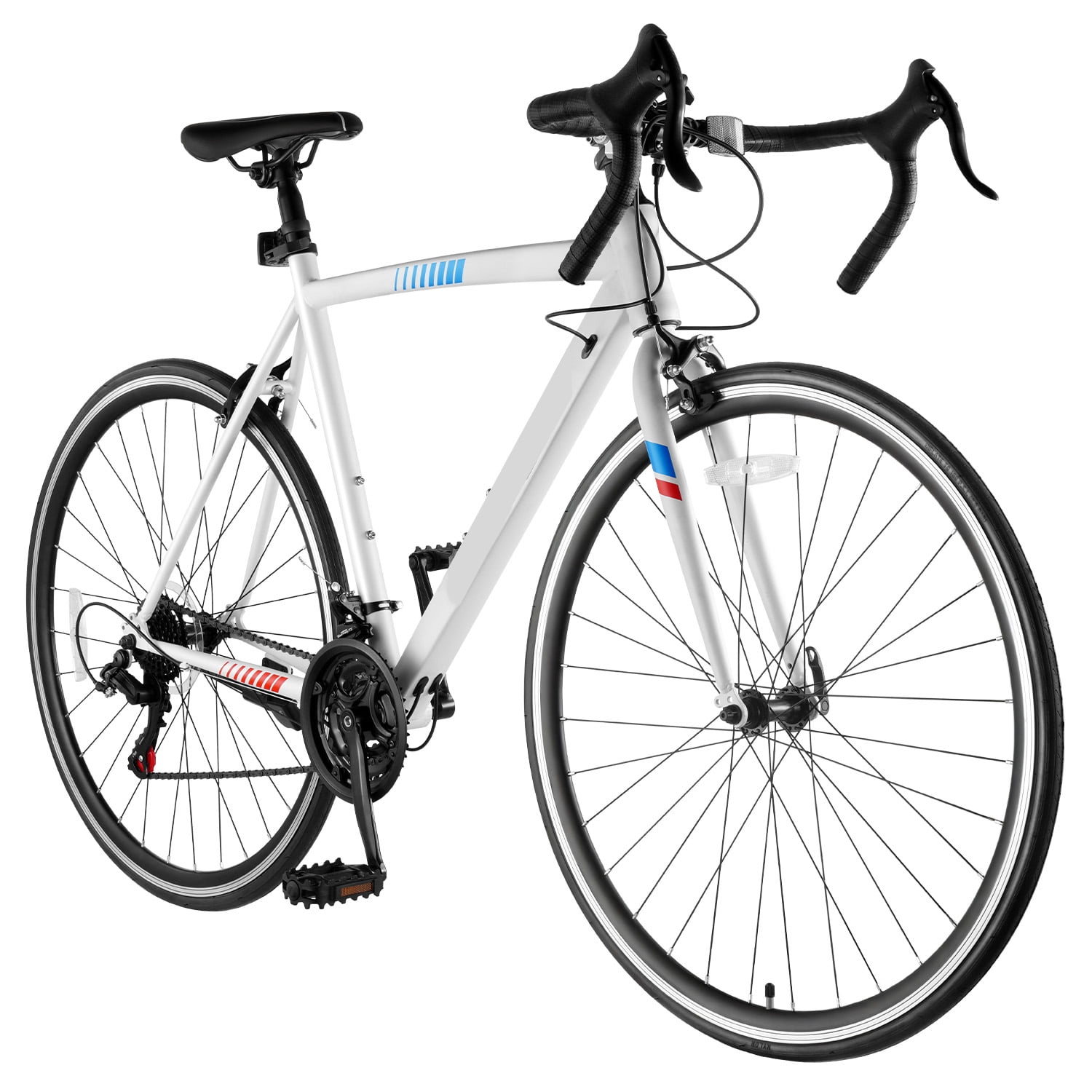 KFFKFF Road Bike, 700C 25C Carbon Steel Frame Cycle, SHIMANO 21-speed Transmission System Road Cycle, City Dweller Adult Athletic Bike with Carbon Steel Front Fork, Ideal for Men