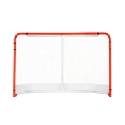 KFFKFF Street Hockey Goal, Durable Steel Frame for Indoor/Outdoor Use, Standard Pro Training Hockey Set, Quick Setup Portable Net, 72" x 48", White/Red