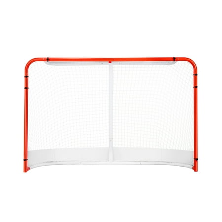KFFKFF Street Hockey Goal, Durable Steel Frame for Indoor/Outdoor Use, Standard Pro Training Hockey Set, Quick Setup Portable Net, 72" x 48", White/Red