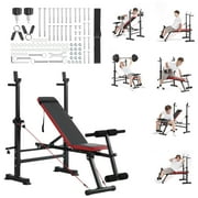 KFFKFF Strength Training Bench, Versatile Workout Bench with Adjustable Settings for Comprehensive Body Exercise, 600lbs Capacity Training Bench for Home Gym, Flat Bench