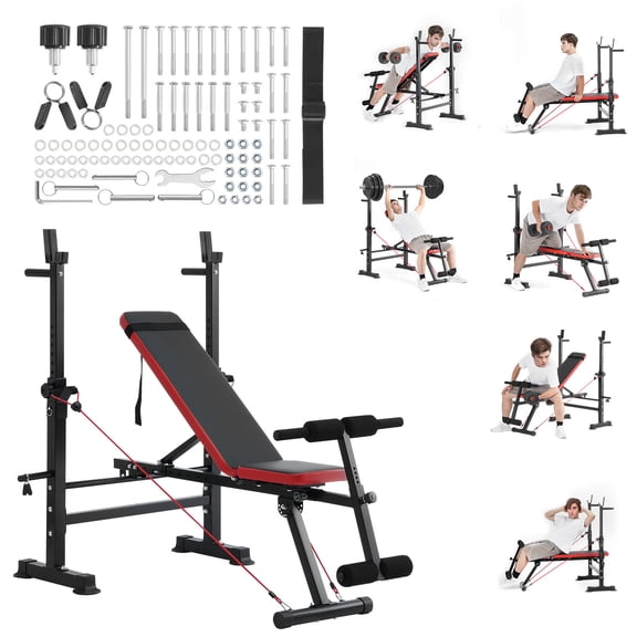 KFFKFF Strength Training Bench, Versatile Workout Bench with Adjustable Settings for Comprehensive Body Exercise, 600lbs Capacity Training Bench for Home Gym, Flat Bench