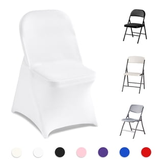 KFFKFF Stretch Folding Chair Covers, Polyester Spandex Slipcovers, Removable Washable Protective Covers, Suitable for Dining, Parties, Weddings, and Banquets (32PCS, White)