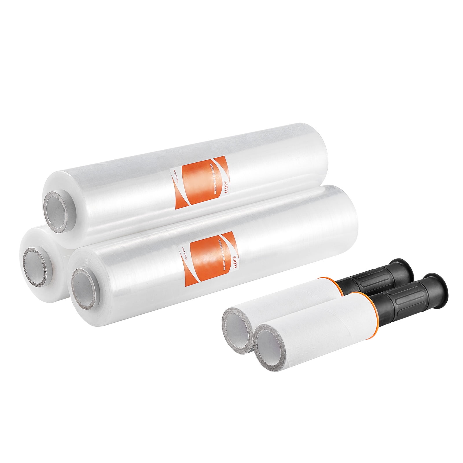 KFFKFF Stretch Wrap, 15-inch x 1000-foot, Trio Pack, 60 Gauge Robust Clear Long-lasting Shrink Wrap Roll, High Capacity Shrink Film Stretch Wrap with Handles for Transporting and Storing on Pallets