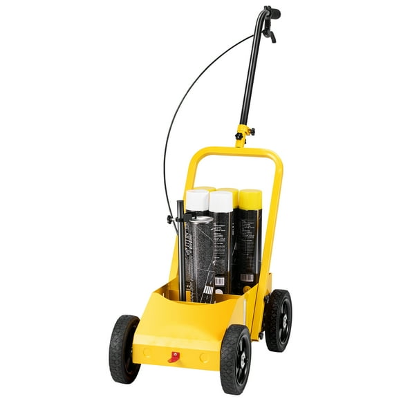 KFFKFF Striping Line Marking Machine, 24 x 13 x 35.4 inch, 4-Wheel, Durable Line Marker with Adjustable 2-4 inch Width, Creates Precise Lines for Roads, Parking Areas, and Sports Fields, Yellow