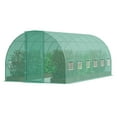 thumbnail image 1 of KFFKFF Walk-in Tunnel Greenhouse, 20x10x7.5 ft, Featuring a Durable Galvanized Steel Frame and Green PE Covering, Equipped with a Roll-up Zipper Door and 12 Ventilation Windows, 1 of 9