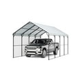 thumbnail image 1 of KFFKFF Sturdy Metal Carport, 12' x 20' Exterior Carport with Zinc-Coated Steel Frame & Roof, Vehicle Tent Garage Canopy with Detachable Sidewalls, Versatile Vehicle Housing for Pickup, Boat, Car, 1 of 9