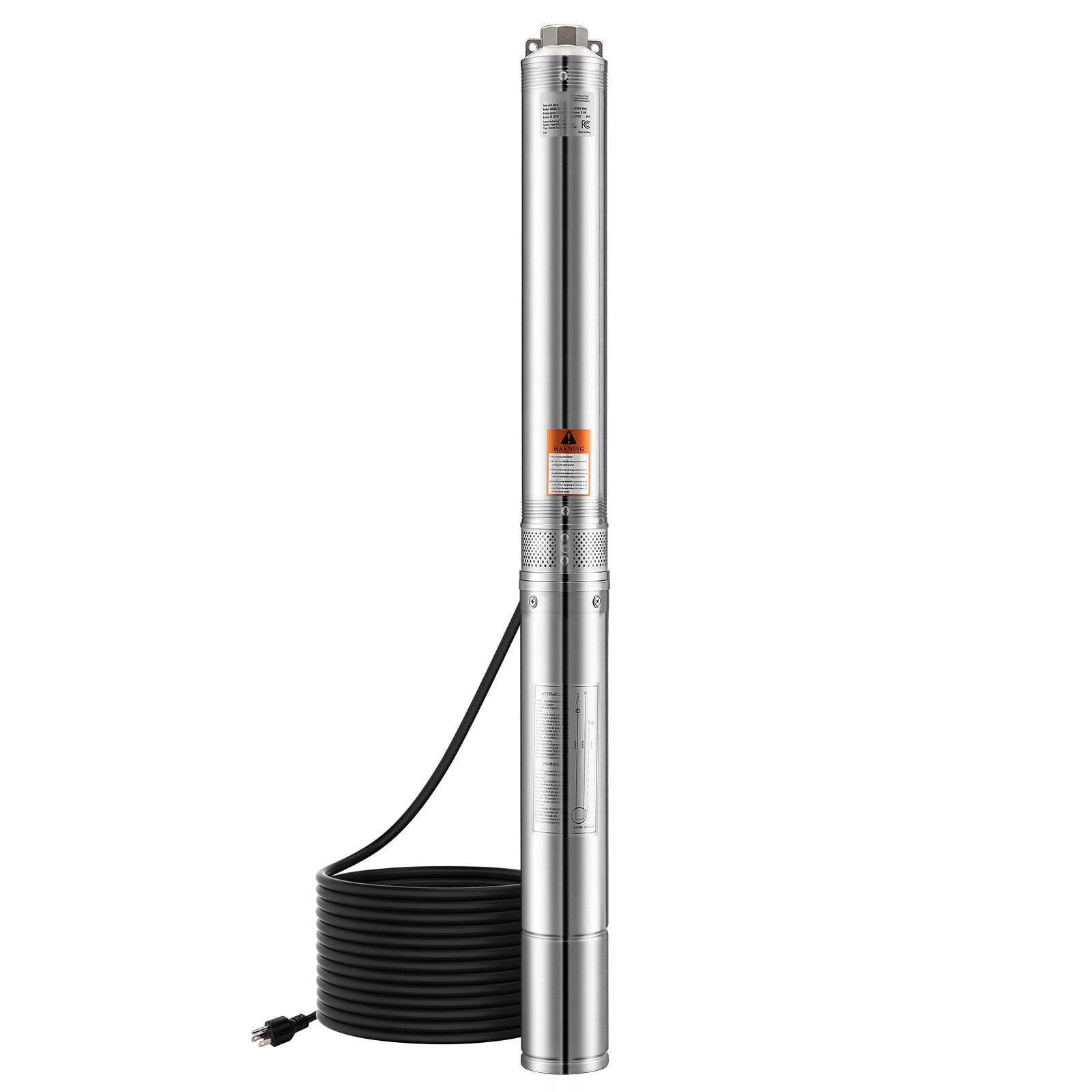 KFFKFF 2 HP Deep Well Pump, 31.7 GPM Water Flow, Max. Lift of 450ft, Submersible Water Pump with 9.84ft Cord, NPT 1.25" Stainless Steel Pump for Industry, Irrigation, 115V
