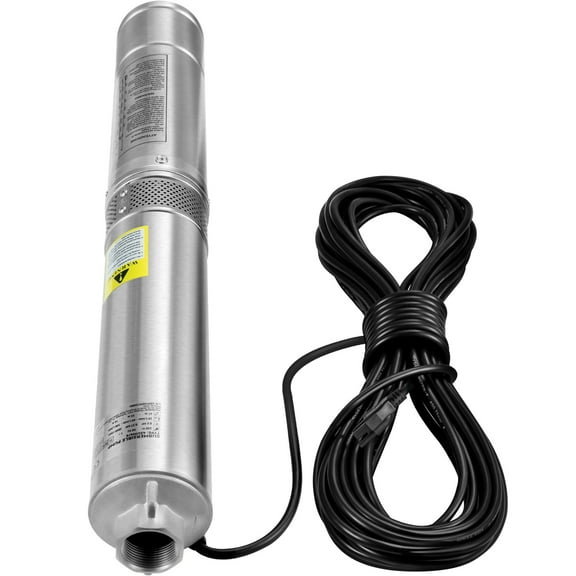 KFFKFF 1.5HP Deep Well Pump, 37gpm Water Flow and Max Lift of 276ft, Portable Submersible Water Pump with 33ft Cord, 4" Stainless Steel for Industry, Agricultural and Residential Use, 230V