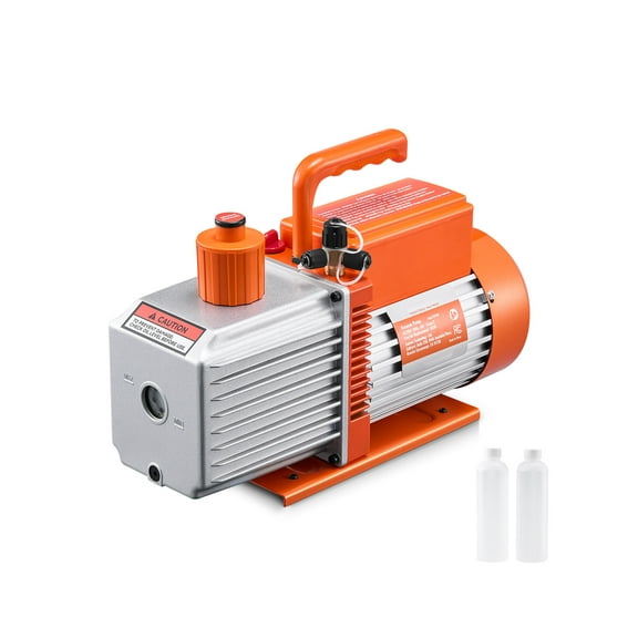 KFFKFF Suction Pump, 9 CFM, HVAC Dual Stage Rotary Vane Suction Pump, Compatible with R134a R22 R410a Systems, Car AC Suction Pump Set with Oil Container, Suitable for Car Air Conditioning Care