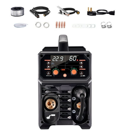 KFFKFF Superior MIG Welder, 250A Synchronized Welding Apparatus, Five-in-One Function Welding Unit Gas MIG/Flux Core MIG/Stick/Lift TIG/MIG Pulse, Dual Voltage 110V/220V Aluminum Welder