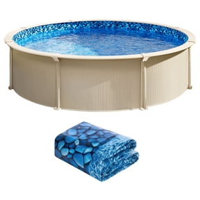 KFFKFF Swimming Pool Liner, 33ft Circular Shape, Unibead Design, Robust Vinyl Material, Regular Thickness, 52in Wall Elevation, Suitable for Steel-Sided Above-Ground Pools Liner Replacement