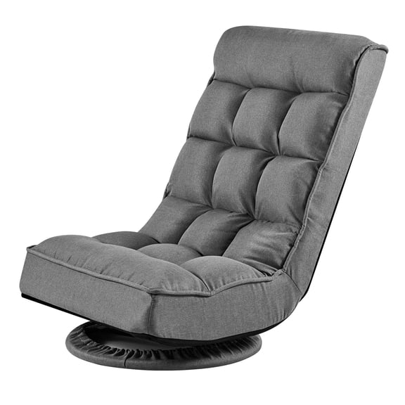 KFFKFF Swivel Floor Chair, Gaming Chair with 4 Adjustable Levels Backrest, Sturdy Metal Frame, Ideal for TV, Reading, and Relaxation, Gray