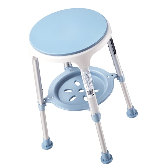 KFFKFF Swivel Shower Chair with 360-Degree Rotation, Adjustable Height Bath Seat for Showers or Tubs, Non-Slip Rotating Stool with Storage Tray for Seniors, Injured, or Disabled, 350LBS Capacity