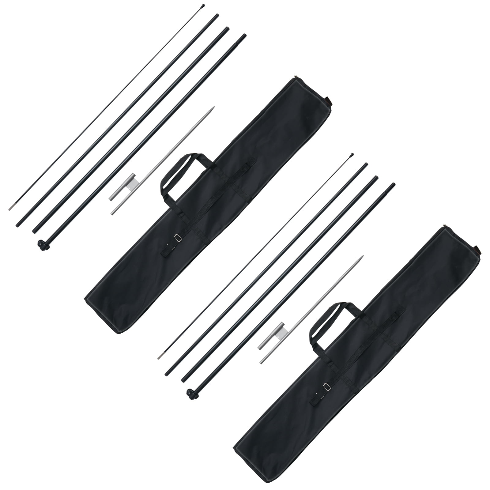 KFFKFF Swooper Flag Pole Set, Includes 2 Units of 16.3 ft Flag Poles for Outdoor Business Promotions, Comes with Ground Anchors and Portable Bag (Excludes Flags)