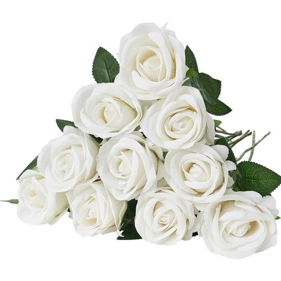 KFFKFF Synthetic Blooms, Set of 60 Lifelike White Foam Imitation Roses, White Counterfeit Bridal Shower with Stalks for Custom Wedding Bouquets, Household Centerpiece Designs