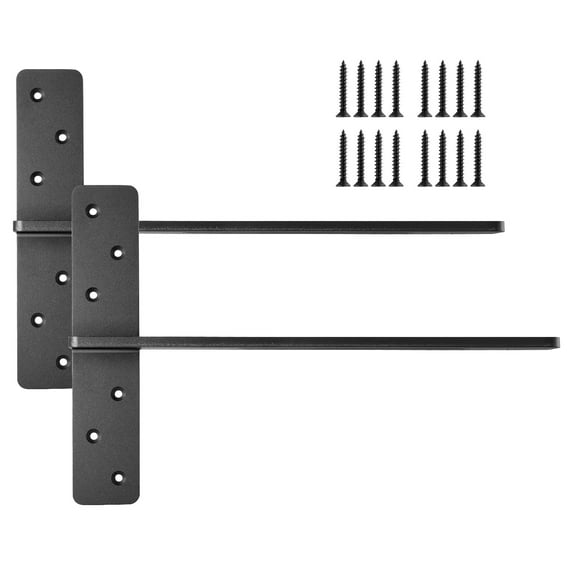 KFFKFF T Shelf Brackets 2 Pcs, 200 lbs/90 kg Load Capacity, 18x2.89x12 in / 457.2x73.5x304.8 mm, Durable Steel Brackets for Shelves, Countertop Support Floating Hardware with Screws