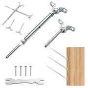 KFFKFF T316 Stainless Steel Adaptable Angle 1/8" Cable Railing Set/Components for Wooden Post, Marine Quality for 1/8"Wire Rope, 0-180-Degree Angle & Simple Setup, Silver (Set of 10)