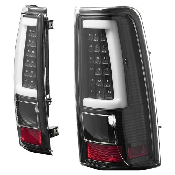 KFFKFF Tail Light Assembly Compatible with 2003-2006 Chevy Silverado 1500/1500 HD/2500/2500 HD/3500, 2007 Chevy Classic, Set of 2 LED Brake Lamps with Bulbs, Driver & Passenger Side, Black