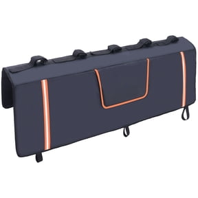 KFFKFF Tailgate Cycling Mat, 53" Pickup Rear Gate Cushion for Transporting 5 Bicycles, with Reflective Accents & Storage Compartments, Rear Gate Cover with Camera Slot for Mid-Size Truck